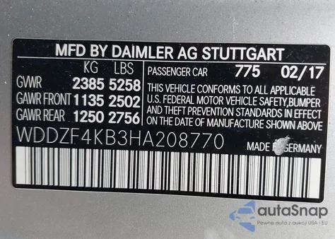 2017 Mercedes-Benz E 300 4Matic z USA, uszkodzony, nr VIN WDDZF4KB3HA208770